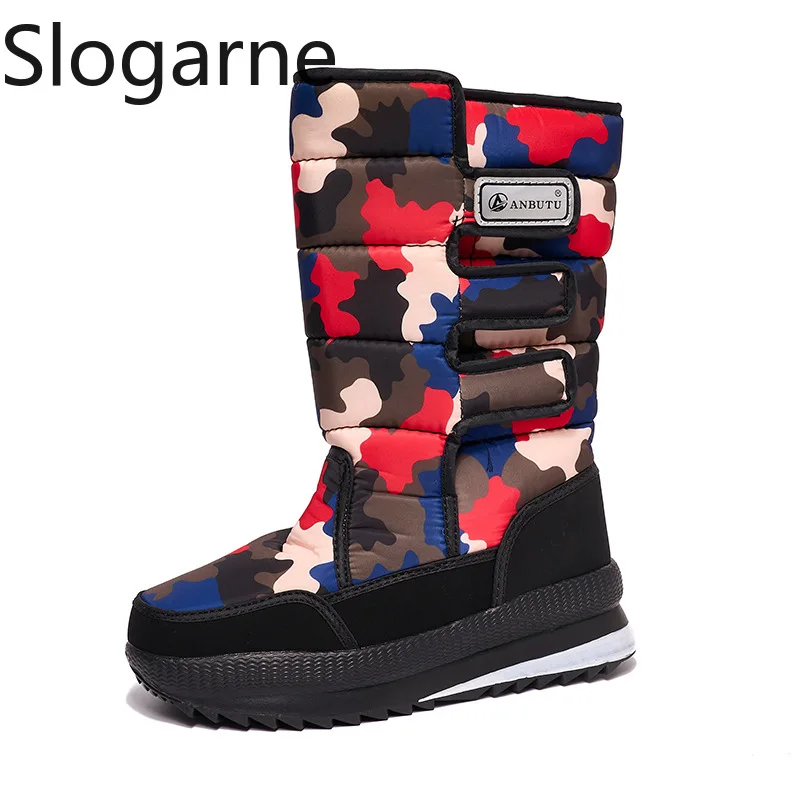 

Русские зимние плюшевые зимние ботинки, непромокаемая женская обувь на большой платформе, мужская теплая камуфляжная обувь, ботинки на толстой подошве, уличная теплая обувь