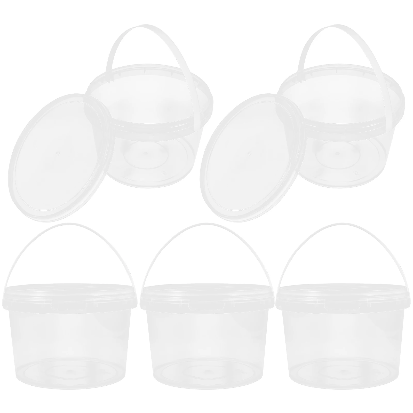 

8pcs Clear PP Storage Buckets 4L Organizer Containers Sealed Handheld Lobster Bucket Reusable Food Holder Kitchen Supplies Ice