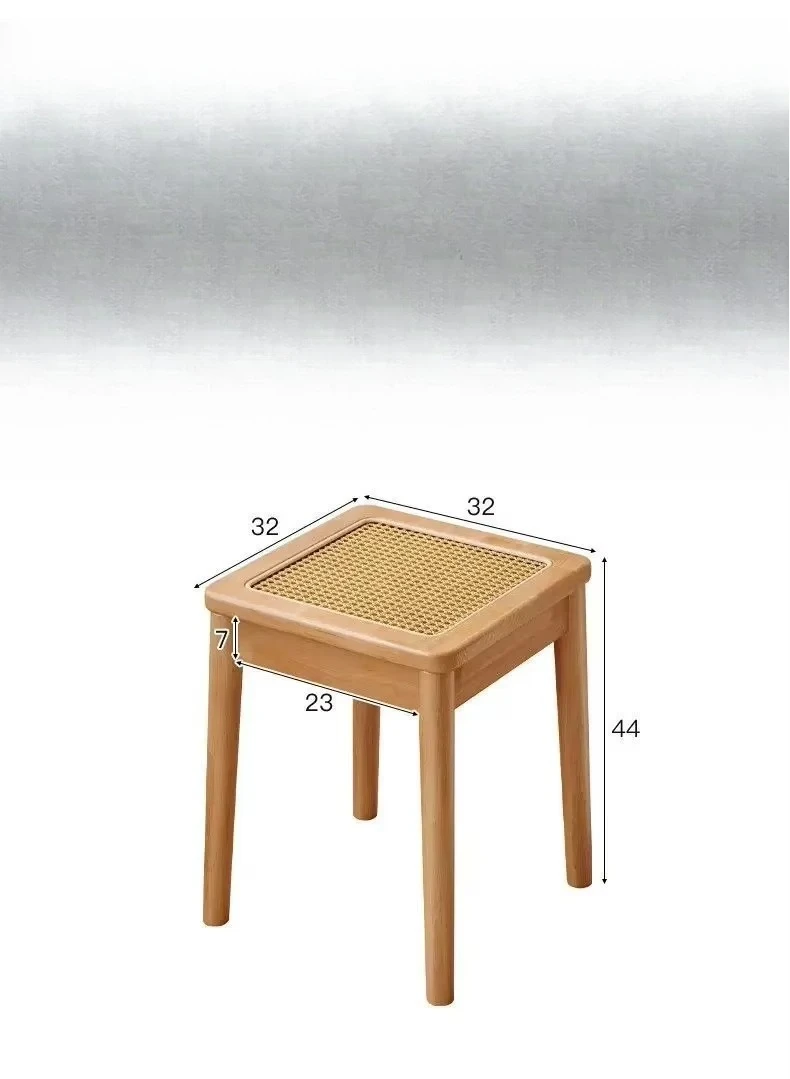 Factory Direct Compatible withSolid wood rattan stool can be stacked household medieval dining stool retro casual square stool r