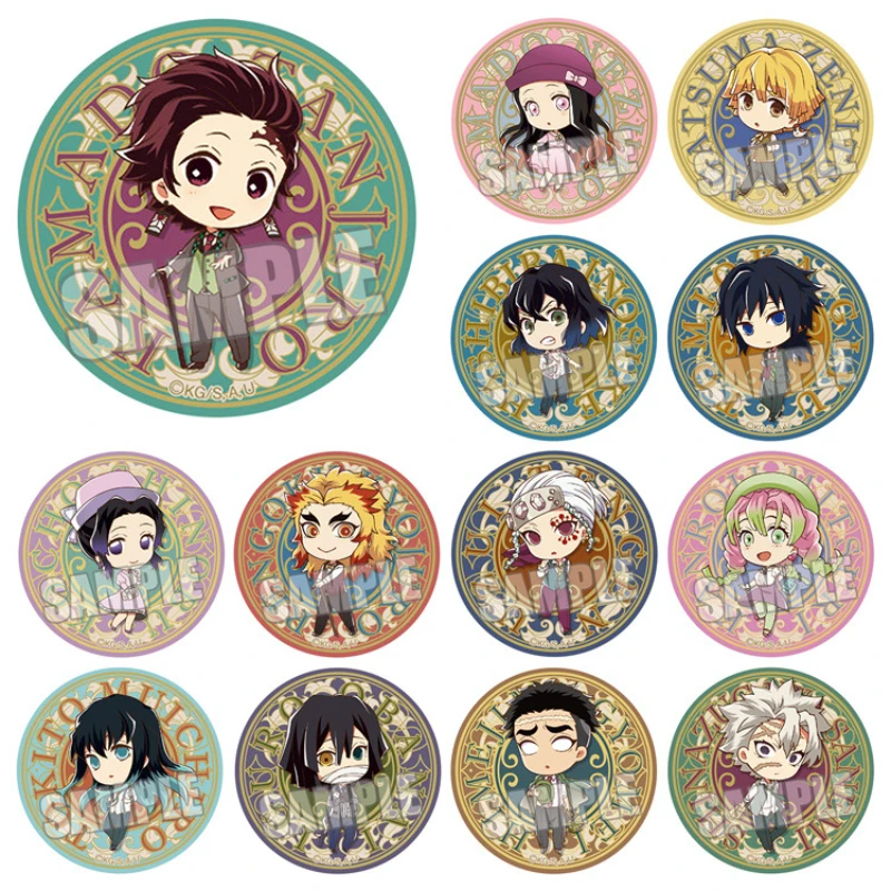 Kamado Tanjirou Kamado Nezuko Hashibira Inosuke Popular Anime Secondary Peripheral Q Version 58mm Badge Lapel Pins for Backpacks