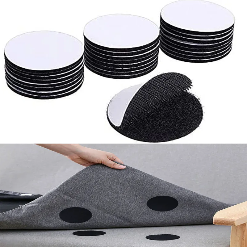 

5-30Pairs Strong Self Adhesive Fastener Dots Stickers Adhesive Hook Loop Tape 6CM Bed Sheet Sofa Mat Carpet Anti Slip Mat Pads