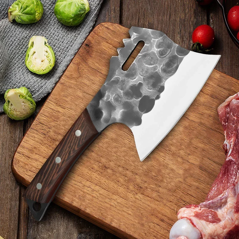 Thickened DE53 steel outdoor full Tang chef knife, killing fish slicer knife Jungle camping knife, hiking trail chopping knife