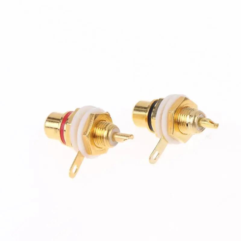 NEW SALE 4Pcs  Female Socket Lotus Connector Chassis Panel Mount Adapter Audio Terminal Plug 3.5mm AV Plug Gold Plated