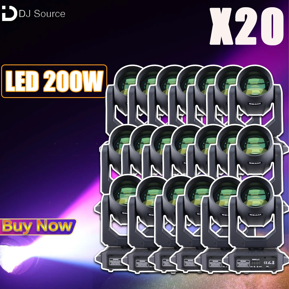 20Pcs/lot LED 200W Moving Head Light Beam Spot 18 Prism Rainbow Effect DJ Dmx512 Stage Light Disco Bar Satge Effects