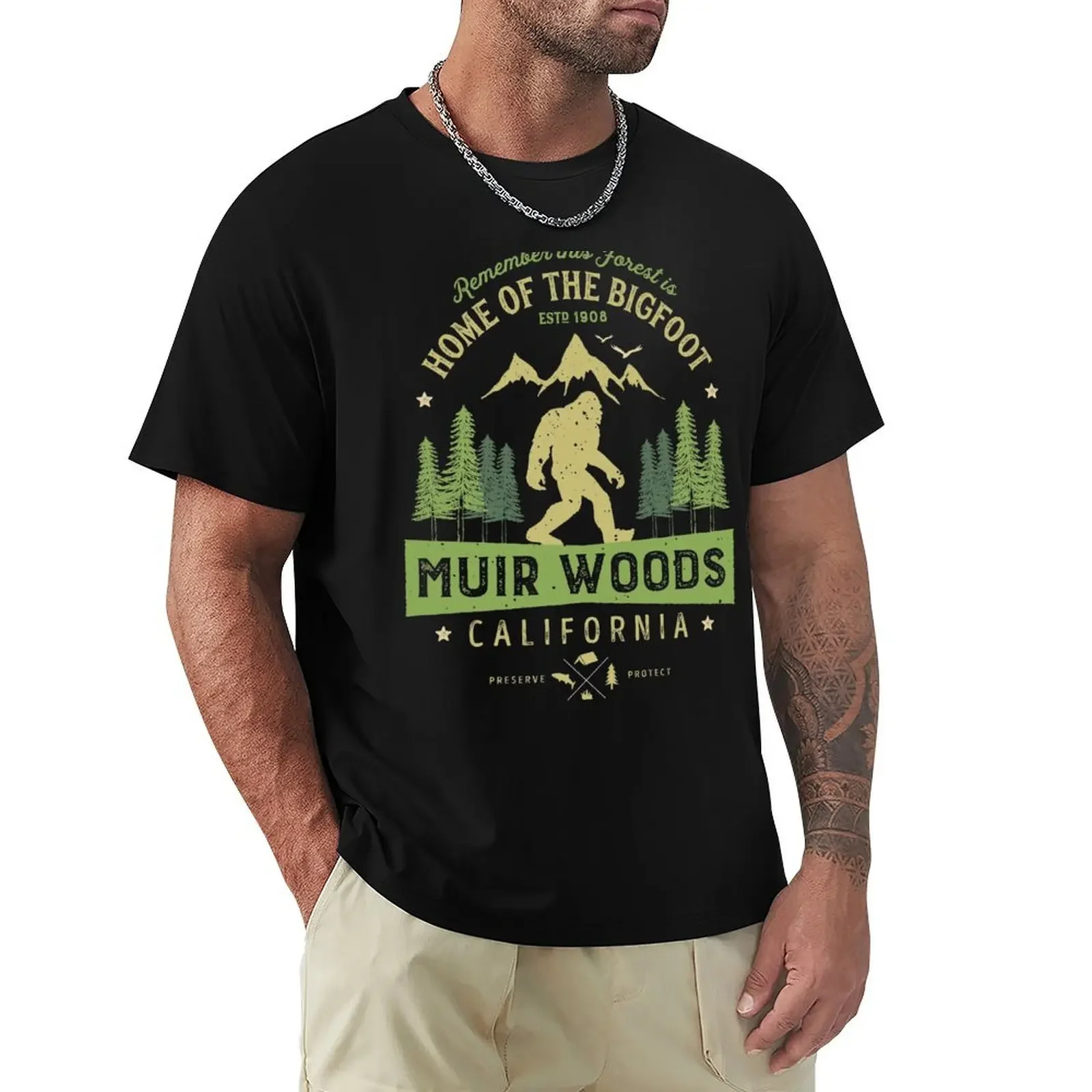 Muir Woods National Monument T Shirt California Bigfoot Park T-Shirt Aesthetic clothing big and tall t shirts for men