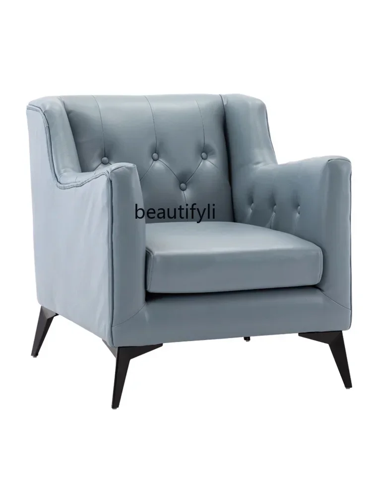 

YH Bedroom American light luxury single leather sofa cafe simple modern leather sofa