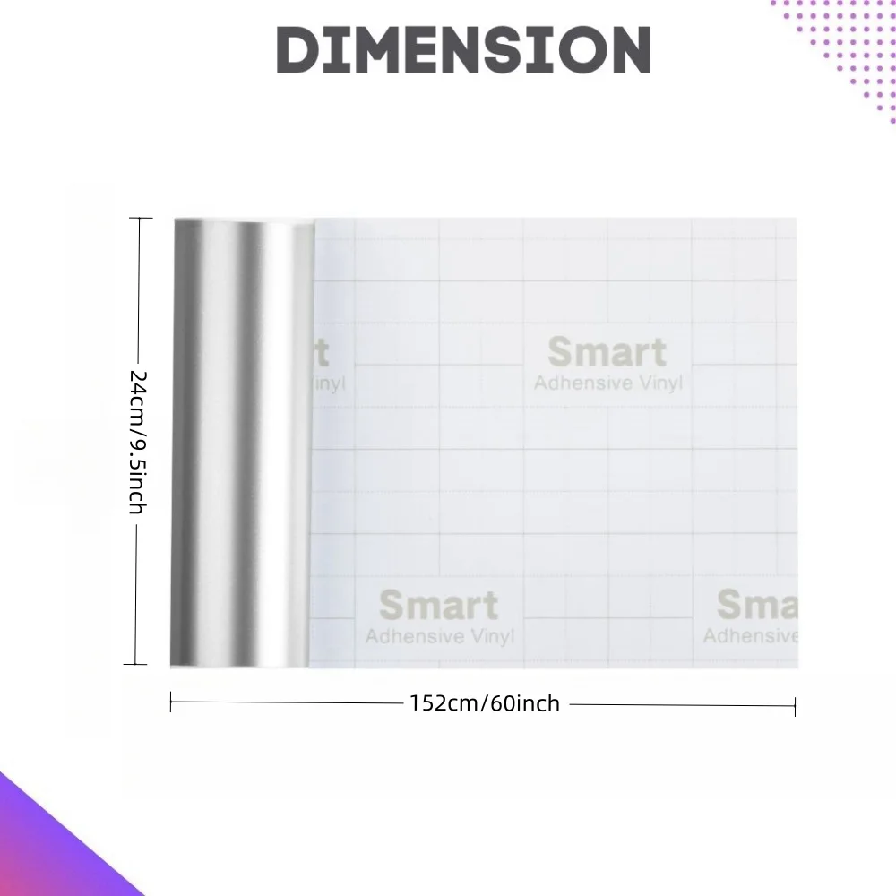 Vinile adesivo intelligente da 9.5 pollici x 60 pollici per Cricut Xtra Joy Film adesivi decorativi per incisione fai da te rotoli di pellicola