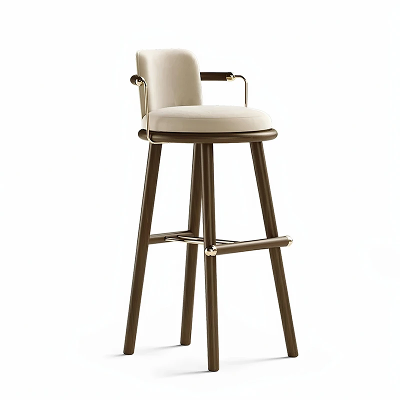 Nordic Luxury Bar Chairs Designer Solid Wood Reception Restaurant Bar Chairs Creative Bar Furniture Sillas Para Barra FYBC