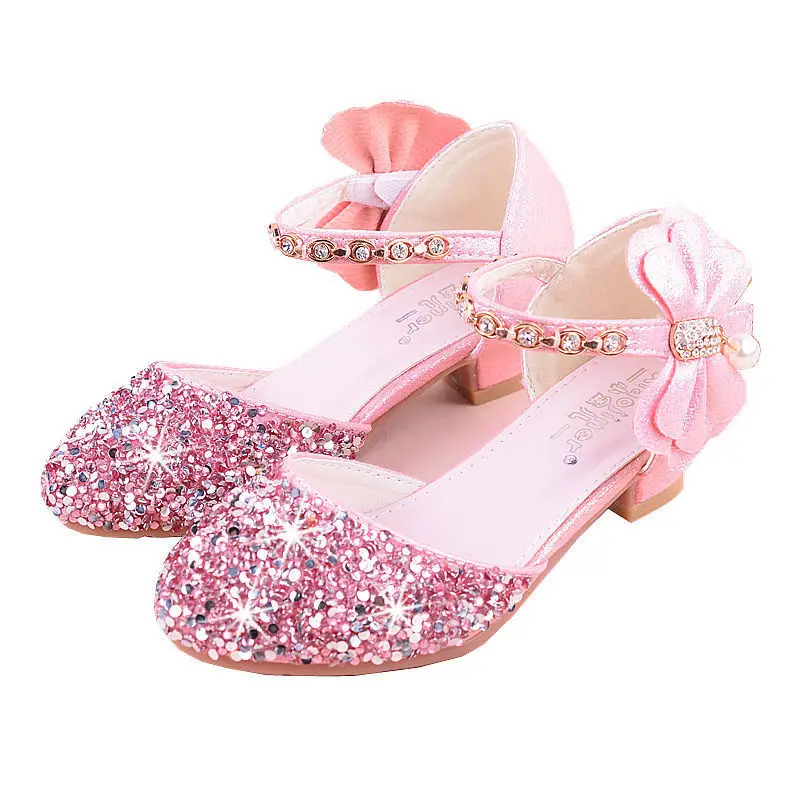 Baby Party Footwear Girls Princess Sandals Children Low Heeled Shoes Kids Dancing Leather Shoes Students Performance Footwear