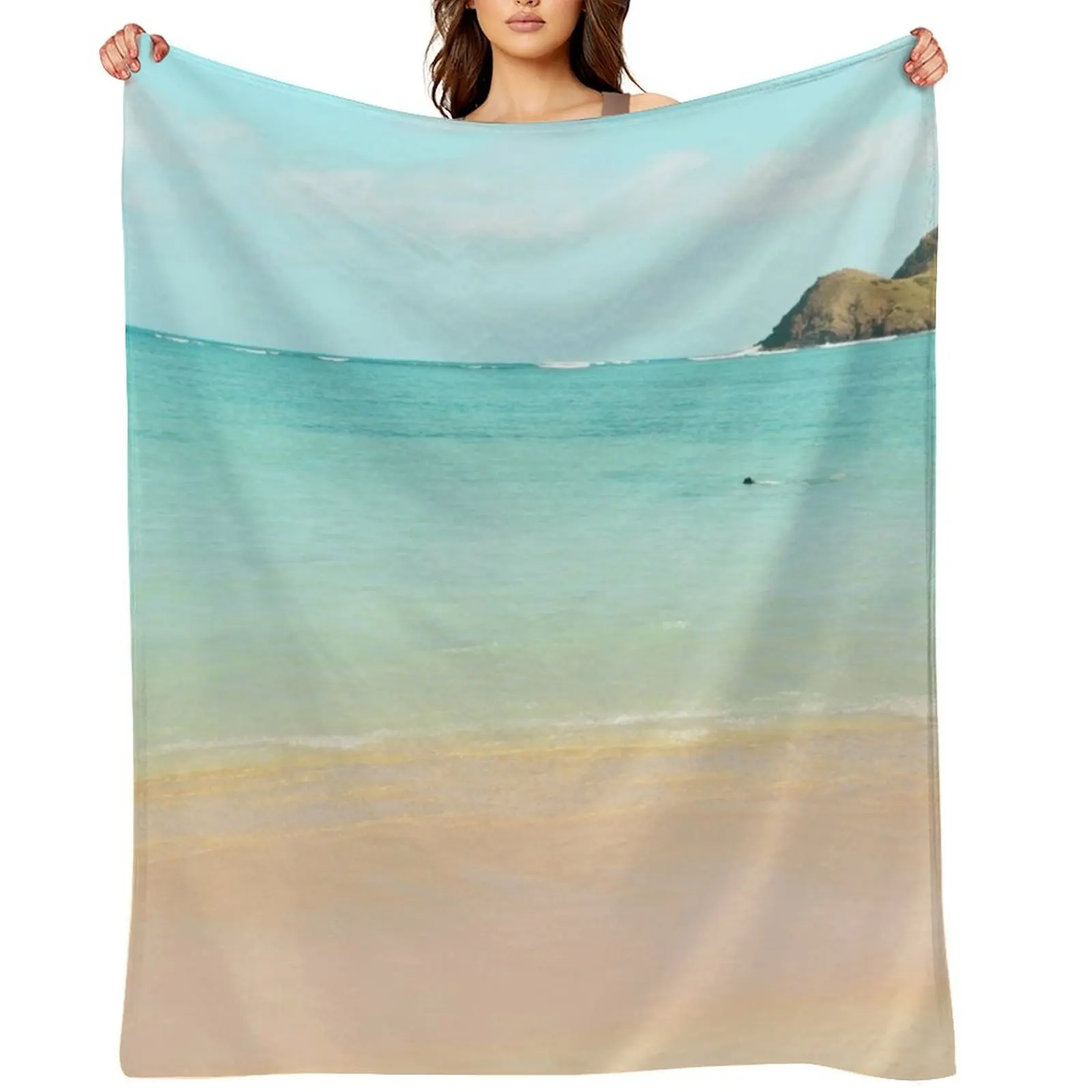 

Lanikai Hawaiian Ocean Beach Views Throw Blanket Quilt wednesday Camping Beautifuls Blankets