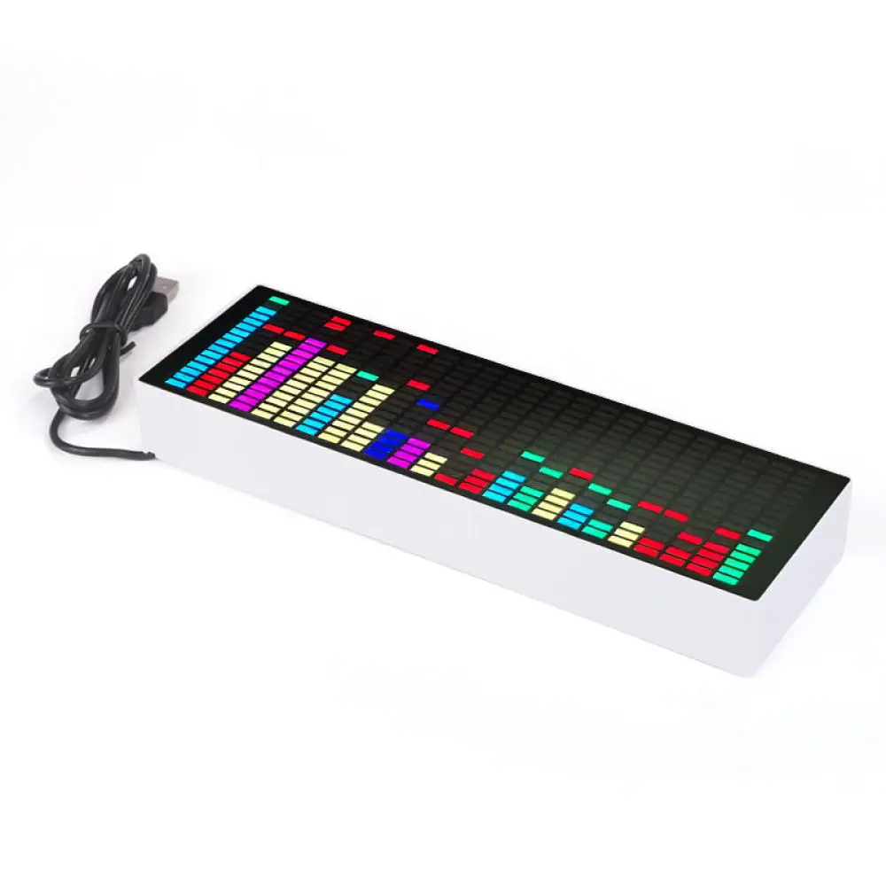 For For HQXRTEK RGB Rhythm Light Music Spectrum Clock Sound Sensor LED Visualizer Desk Decor Atmosphere Night Light Display