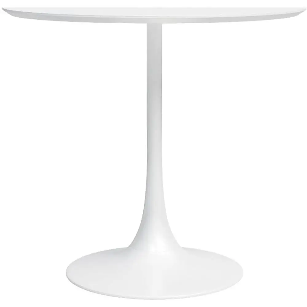 

Стол из дерева и стали, круглый, белый, диаметр 31,5 дюйма, глянцевое покрытие, прочное основание, в стиле середины века, обеденный или рабочий стол.