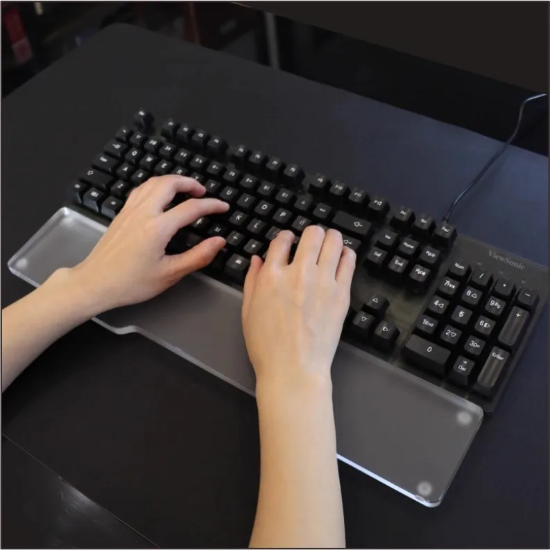 Descanso de mão para teclado mecânico personalizado, transparente, fosco, acrílico, design em forma de u, adequado para teclados mecânicos