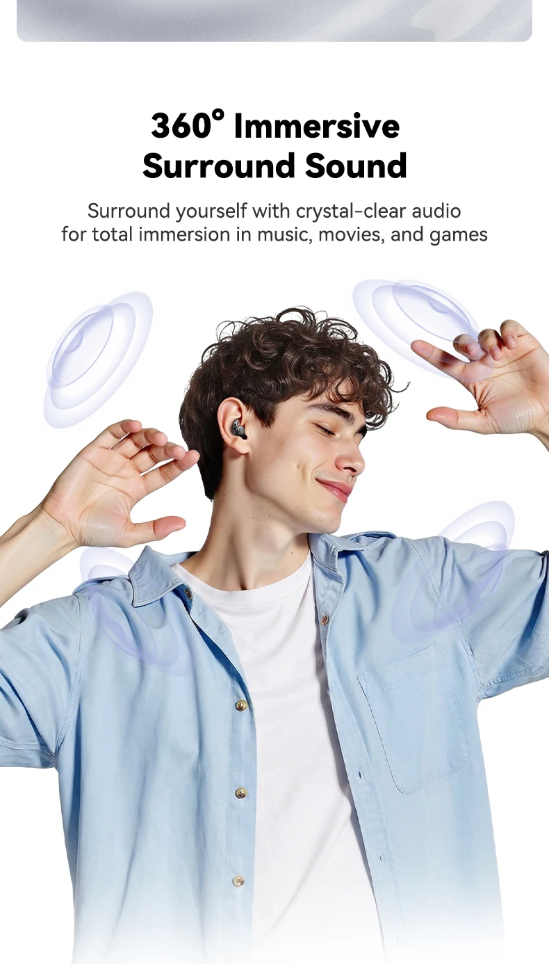 HTC NE76 Kabellose Bluetooth-Kopfhörer TWS In-Ear-Ohrhörer Bluetooth 5.4 Mikrofon IPX5 Wasserdicht Sport-Ohrhörer für iOS Android – Detail 7