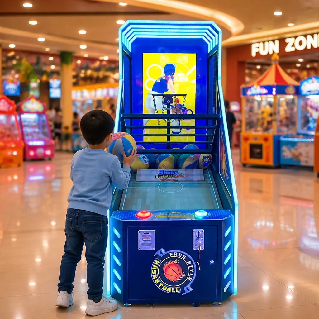 Indoor Basketball Arcade Shooting Game Machine 42 Inch LED Screen Coin Operated Ticket Redemption Game for Arcade Center