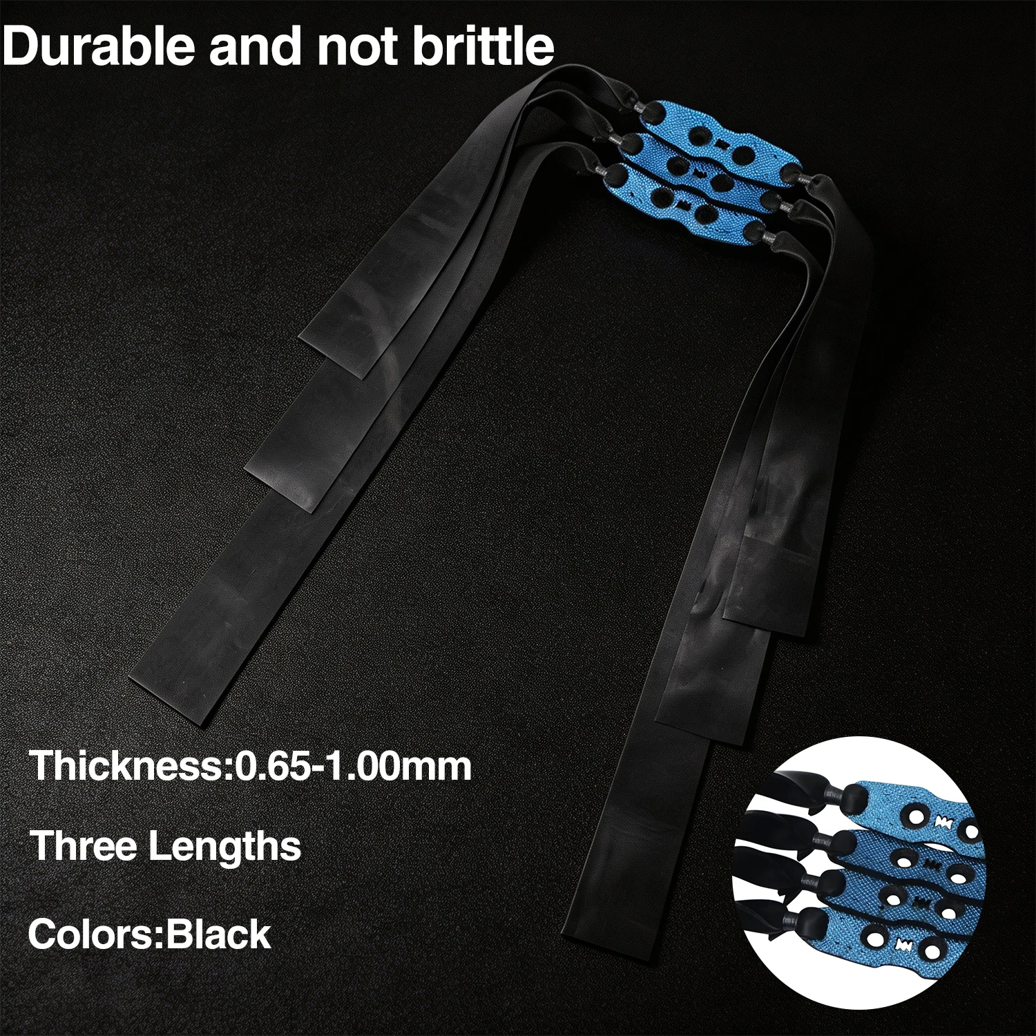 Rubber 2515 Tapered Slingshot Band Black with 0.65/0.75/1.0mm Thickness Options 3 Lengths for Outdoor Target Practice