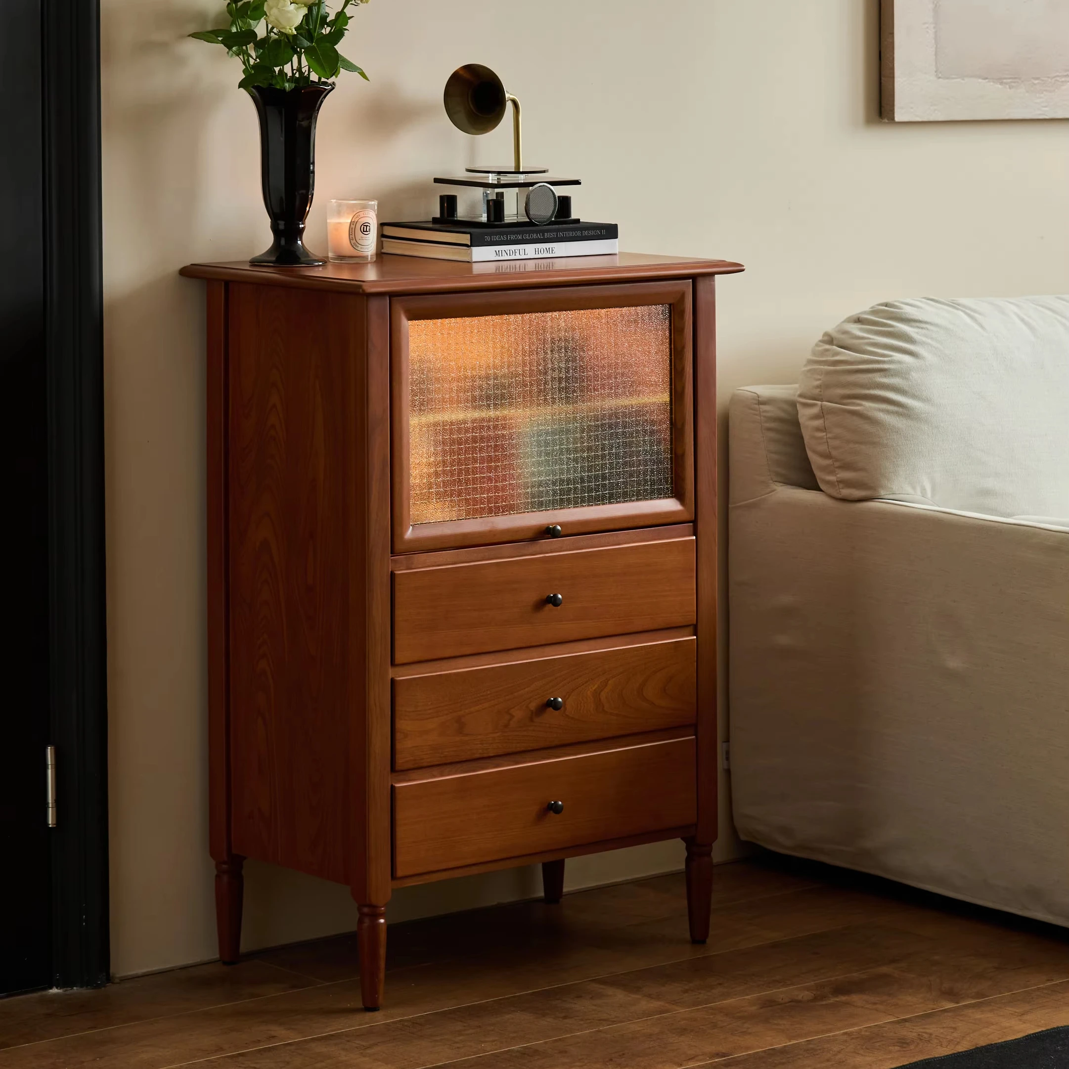 Modern Minimalist Solid Wood Cabinet Versatile Save Space Storage Unit for Home and Hotel for Living Room and Kitchen