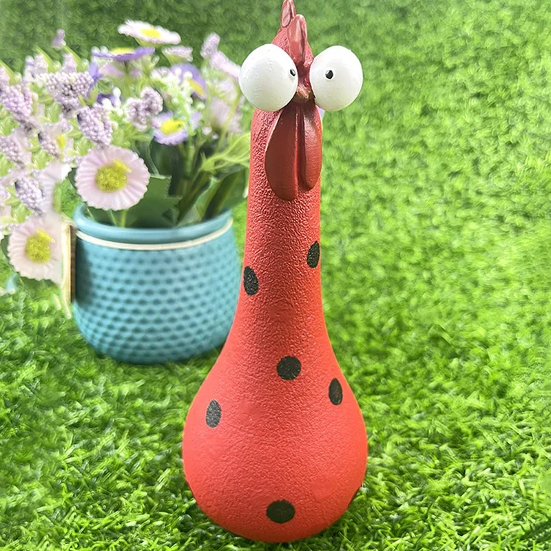 2023New Resin Long Neck Chicken Ornaments for Garden Courtyard Outdoor Decoration Silly Hen Statues Office Desktop Figurines