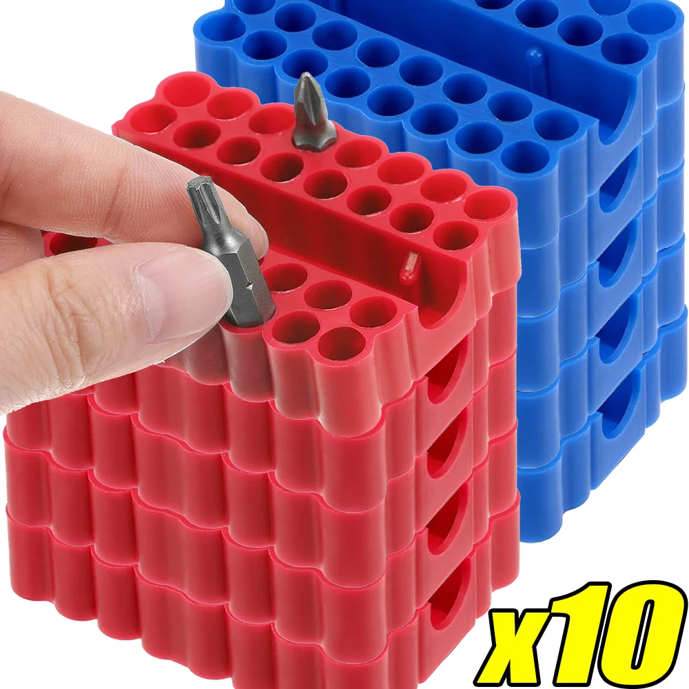 2/10Pcs 32 Holes Bit Holder Hex Shank Batch Head Shank Storage Strip Screwdriver Drill Organizer High Elasticity PVC Rubber Box
