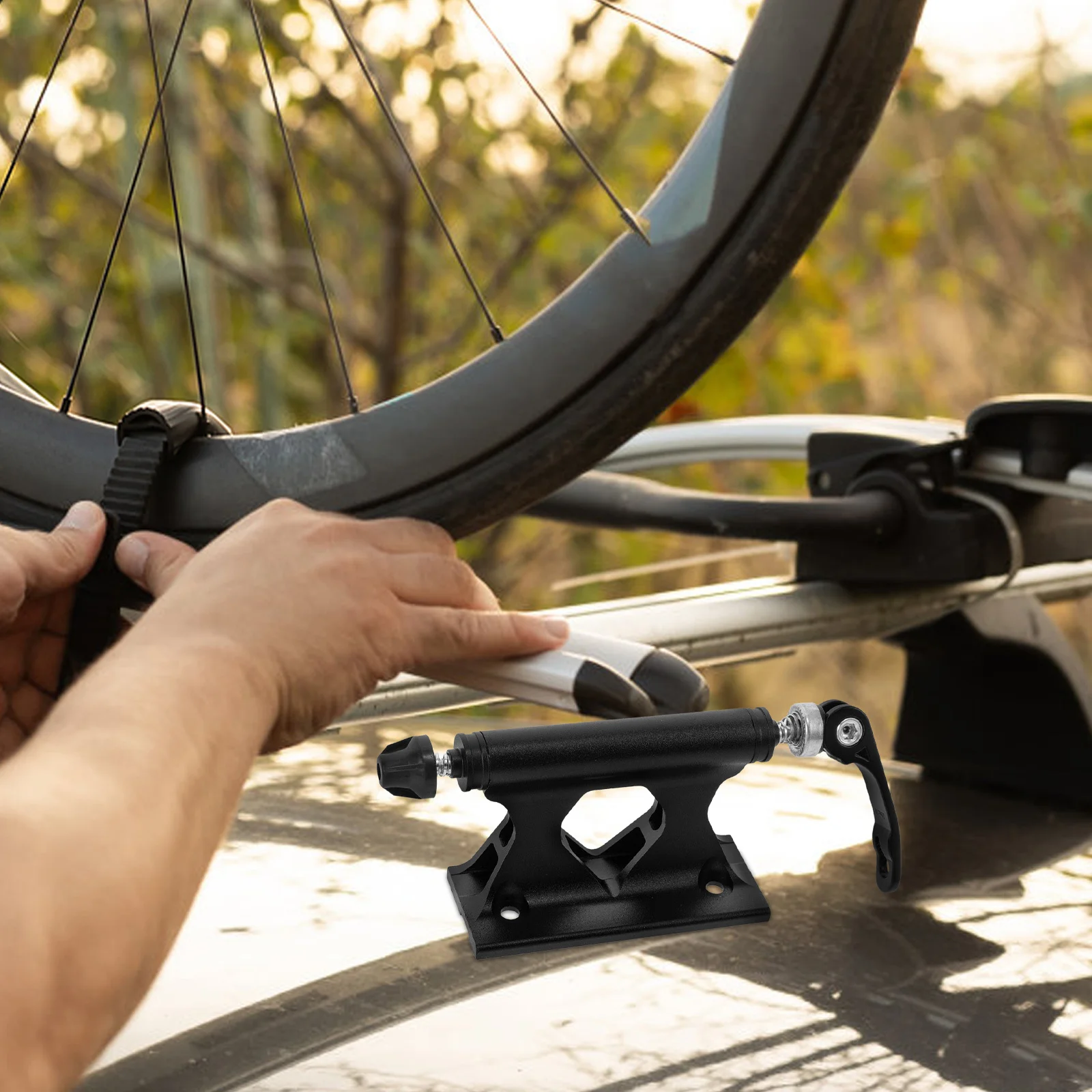 

Mountain Bike Rack Front Fork Fixed Clamp Quick Release Bike Carrier Roof Mount Bicycle Stabilizer Clamp Secure Transport