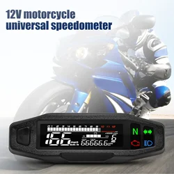 Medidor Digital Universal para motocicleta, velocímetro, odómetro Digital LCD, medidor de nivel de combustible RPM, luz de señal de giro para motocicleta