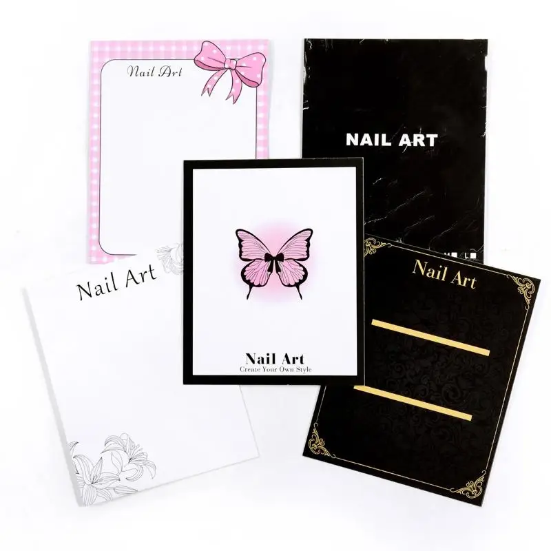 20 Sheets Press On Nail Bottom Butterfly Cardboard Photo Prop False Nail Art Tips Display Show Card Manicure Tools
