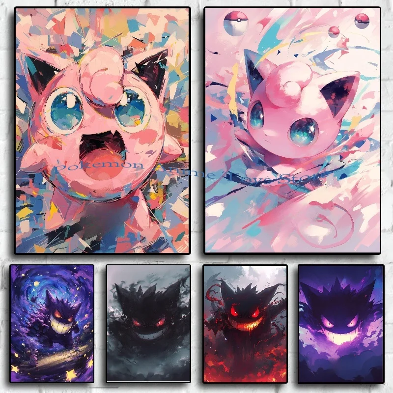 Pintura en lienzo de Pokémon de Anime, póster de Bulbasaur Charmander Squirtle e impresión de acuarela, imagen artística de pared, decoración del hogar, regalos para niños