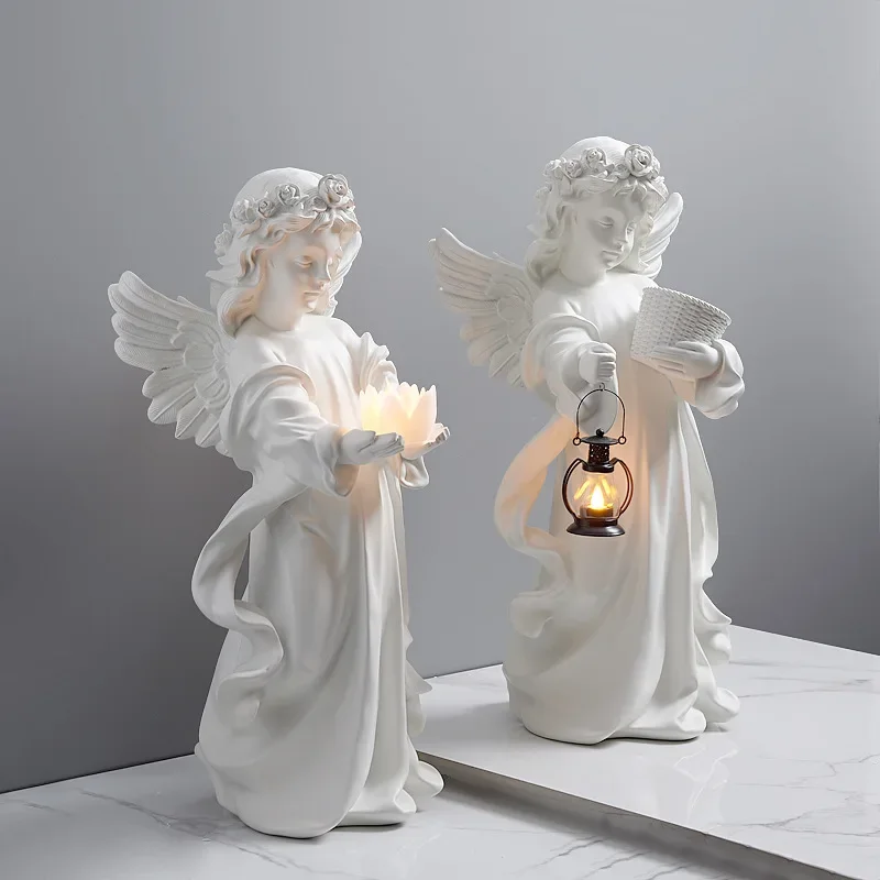 European retro angel floor ornament tray living room entrance key creative desktop decoration resin statue sculpture