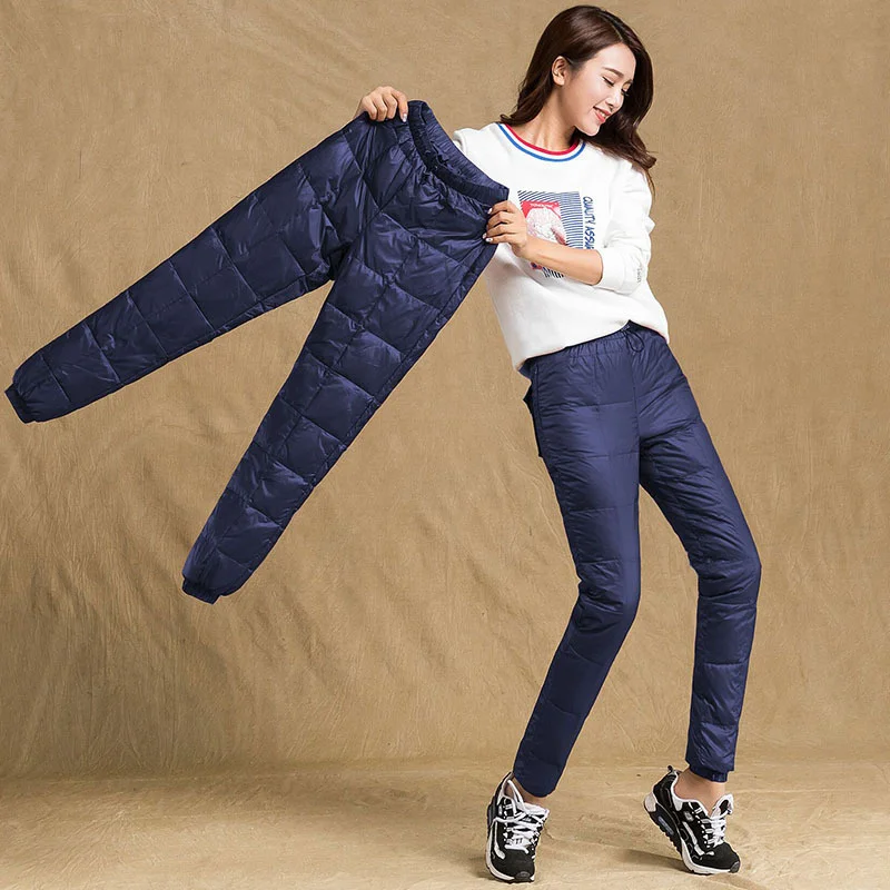 Outdoor New Women Pants Elastic Waist Trousers Winter Down Lady 5 Colors Female Warm Thick Fast Shipping