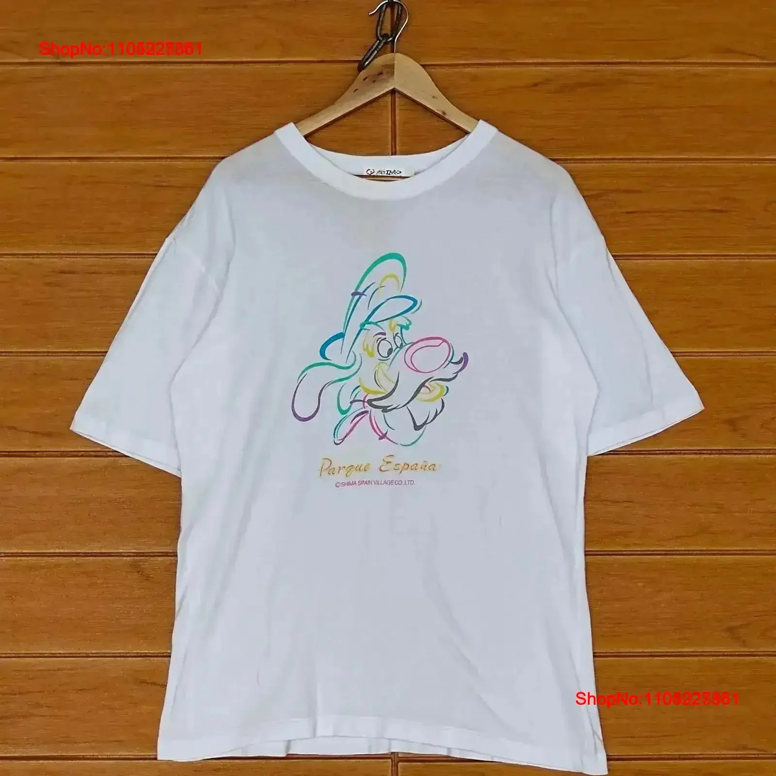 Vintage 90s Parque Espana camiseta Shima España pueblo Co tamaño M lavado estirado transpirable elegante vintage lavado ligeramente