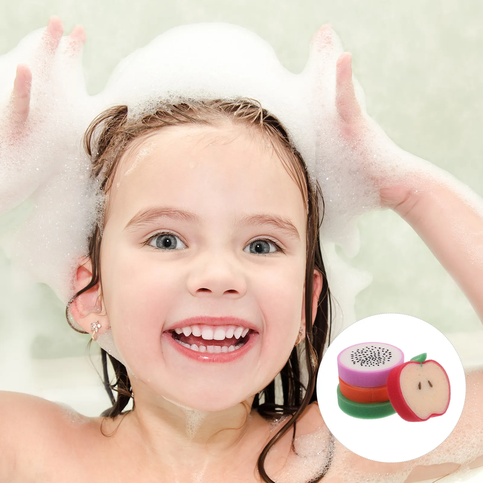 

8Pcs Washable Fruit Sponges for Shower Bath Sponge Reusable Cartoon Shape Body Cleaning Sponge for Children Daily Bath