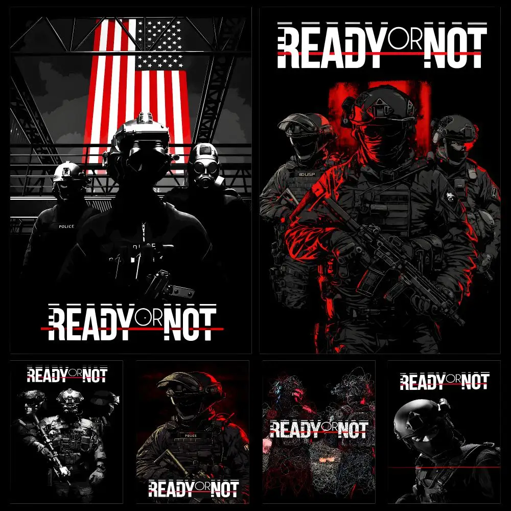 Game Ready Or Not Tactical FPS SWAT Shooter Poster PP Self Adhesive Decorative HD For Garage Gaming Room Living Room Gift