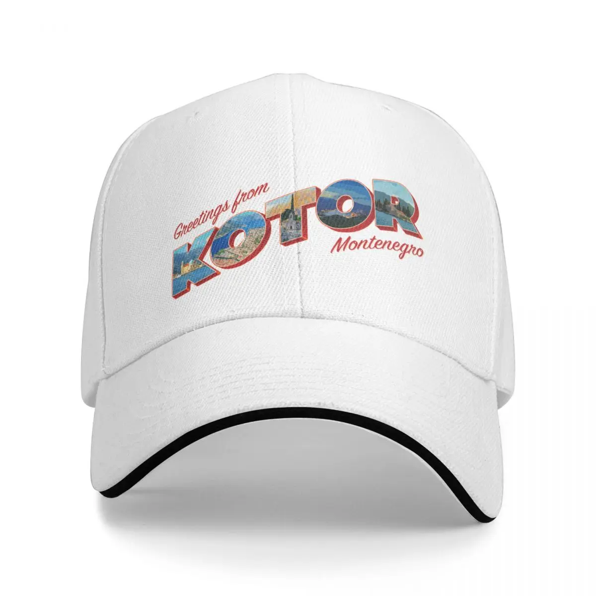 Greetings from Kotor in Montenegro Vintage style retro souvenir Baseball Cap birthday Anime Sun Hats For Women Men's