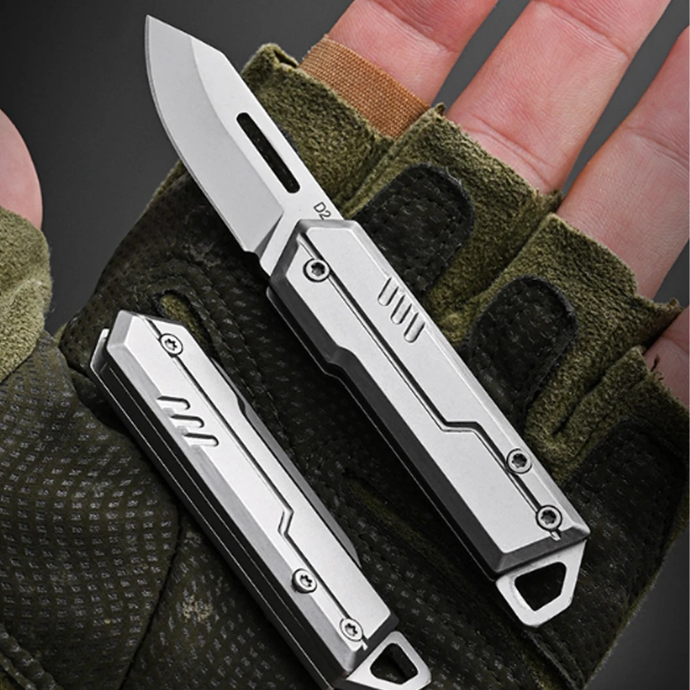 Nóż składany ze stali D2 o wysokiej twardości Outdoor EDC Camping Tactics Narzędzie do samoobrony Noże do owoców Pudełko Otwarty scyzoryk