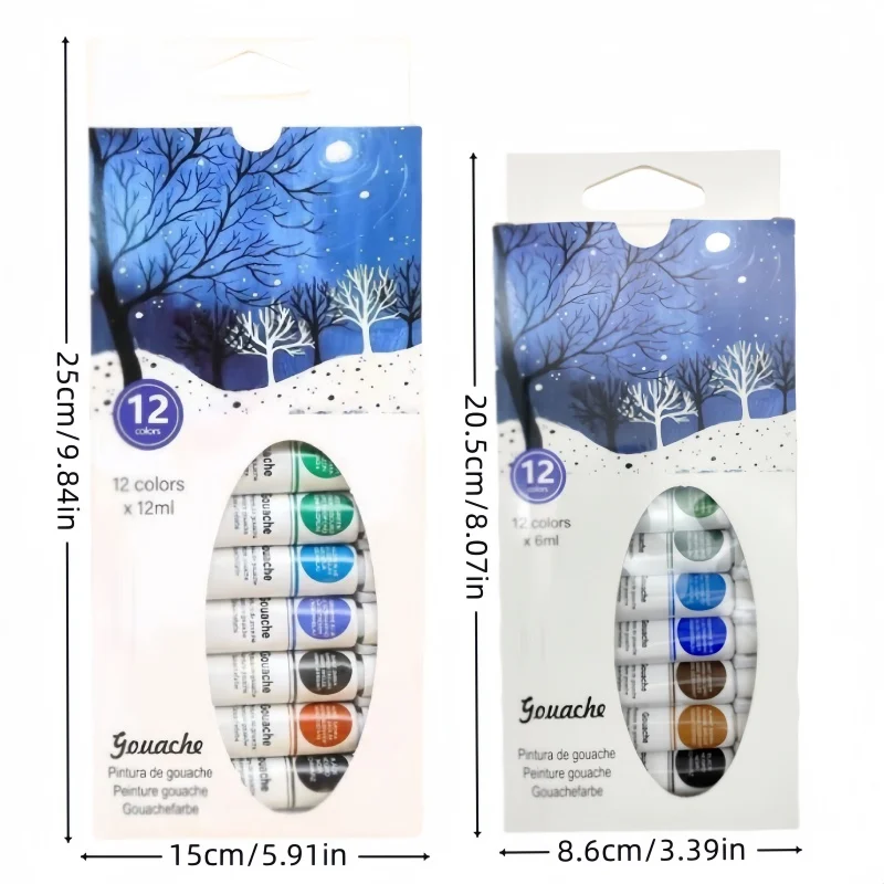 12-color watercolor paint single pack, 6ml/12ml art supplies, hand-painted painting paint watercolor