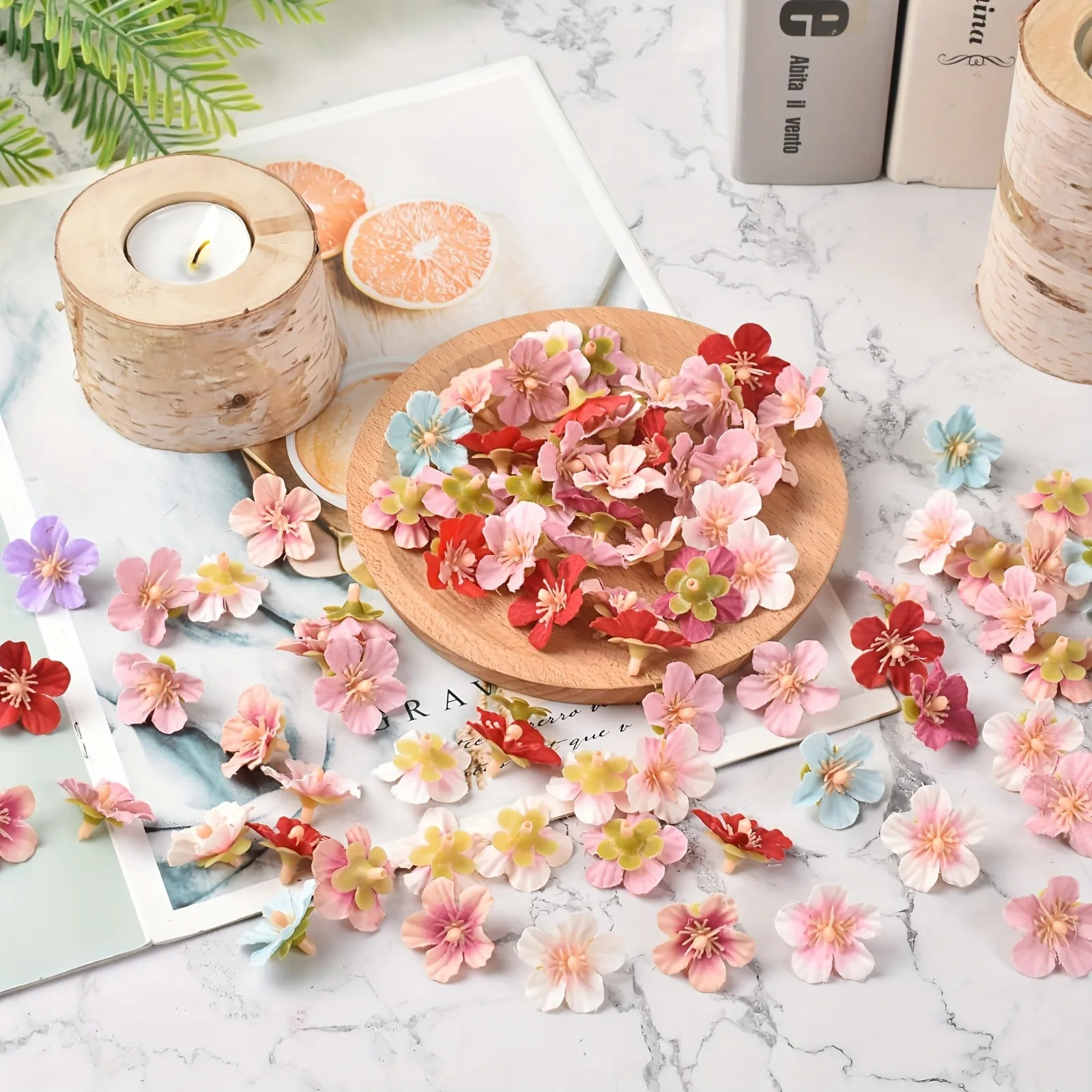 30/50/100 Stück künstliche Blumen Kopf 2,5 cm gefälschte Blumen für Heimdekoration Hochzeitsdekoration DIY handgemachte Girlande Geschenke Zubehör – Detail 10