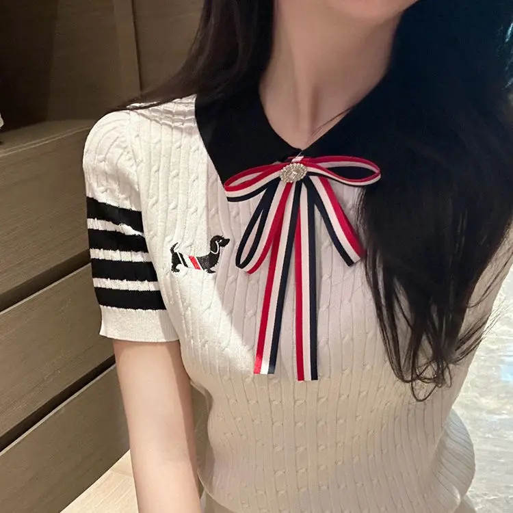 Korean Golf Sweater Women\'s Spring Golf Wear 2024 Luxury Brand Golf Clothing High Quality Women Tennis Cardigan V-neck Knit Top