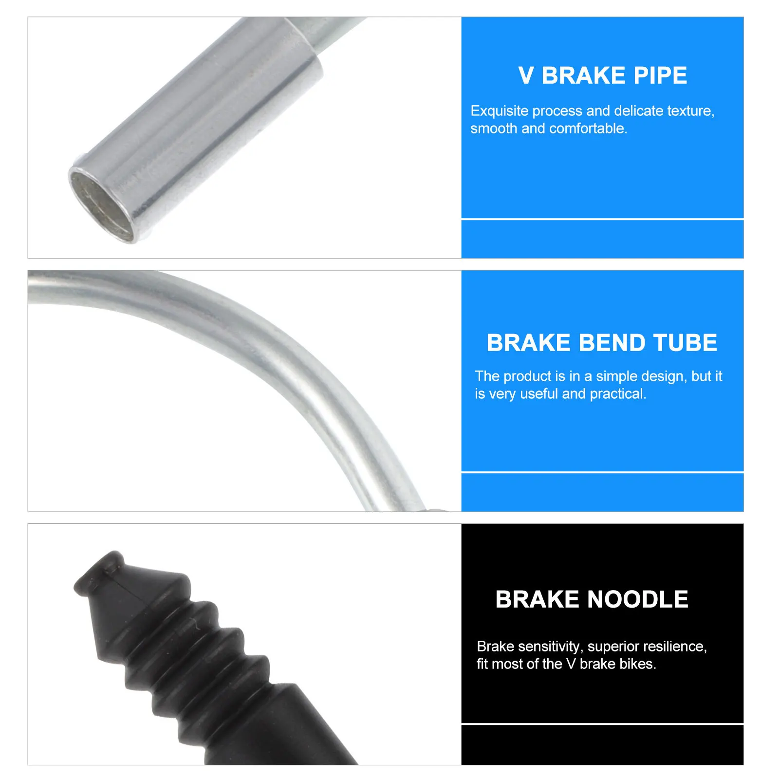

15Sets Replacement Bike Noodle and Boot Set Sturdy Aluminum Alloy Stainless Steel Brake Bend Tube Guide for Fixed Gear