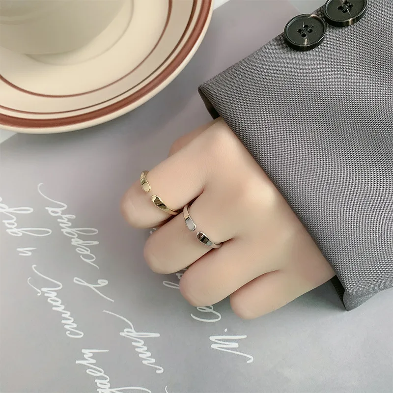925 Sterling Silver Smooth Surface Simple Adjustable Rings For Women Engagement Wedding Jewelry Accessories Wholesale Argent 925