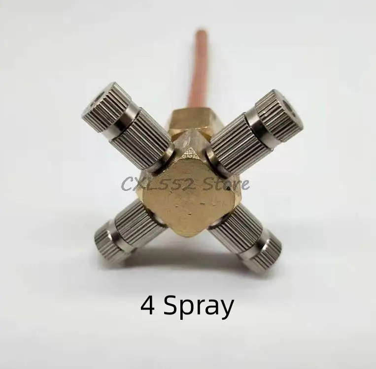 1 unidad de un solo orificio 6, 8, 10mm, doble pulverización, 4 pulverizadores, tubo de cobre, conector rápido, conector de virola para humidificador