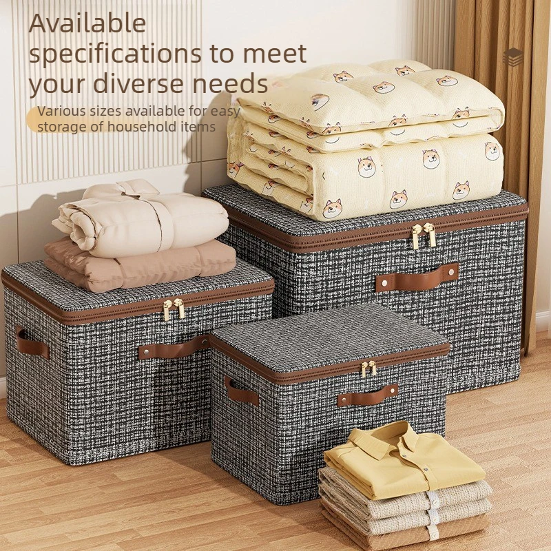 Collapsible Closet Organizer Container Home Wardrobe Clothing Storage Bin Decorative Storage Box for Organizing Clothes Blanket
