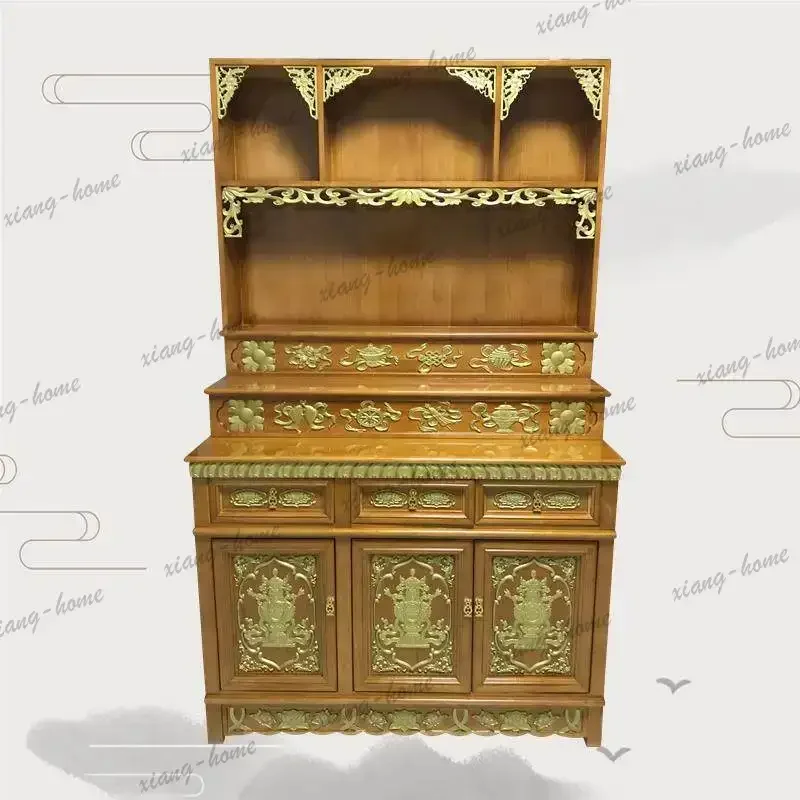 FG   stepped altar buddha table three-layer for home tibetan style buddhist hall solid wood casual modern buddha niche