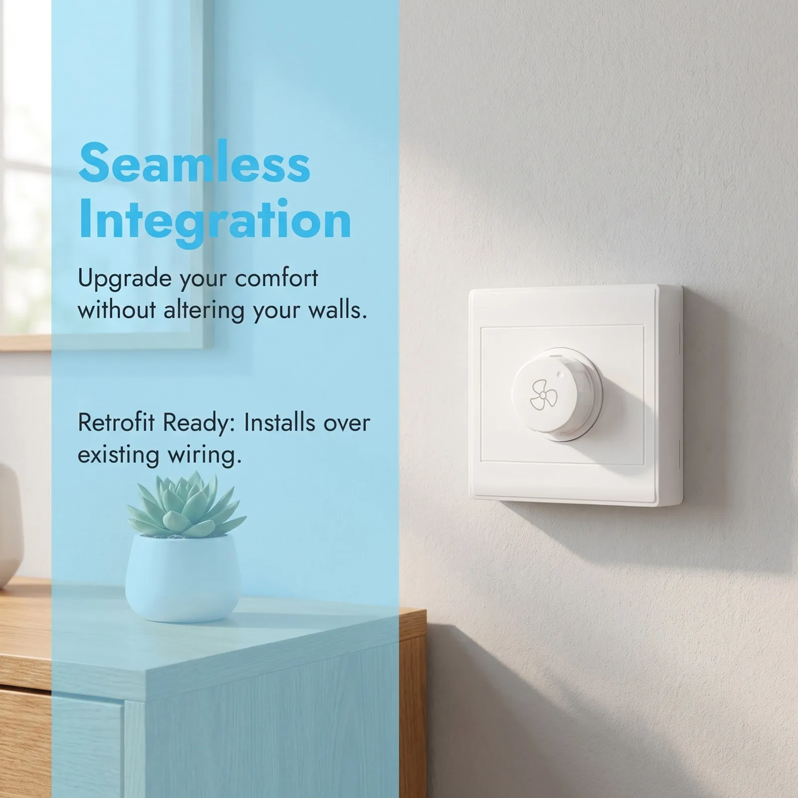 Ceiling Fan Speed Controller Wall Mounted Rotary Adjustable Knob on Off Switch Easy Install Replacement Fan Control Panel