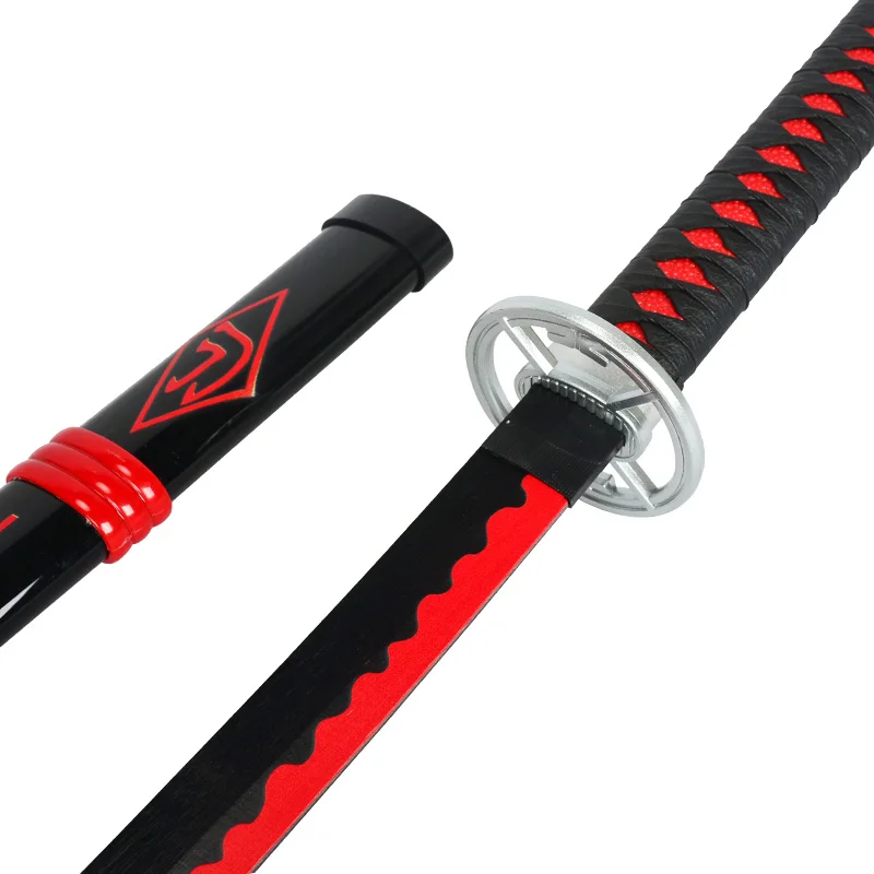 104 cm/41 pulgadas Epic Seven Katana armas de Cosplay juguete espadas de madera hoja roja y negra accesorios de disfraz de Halloween