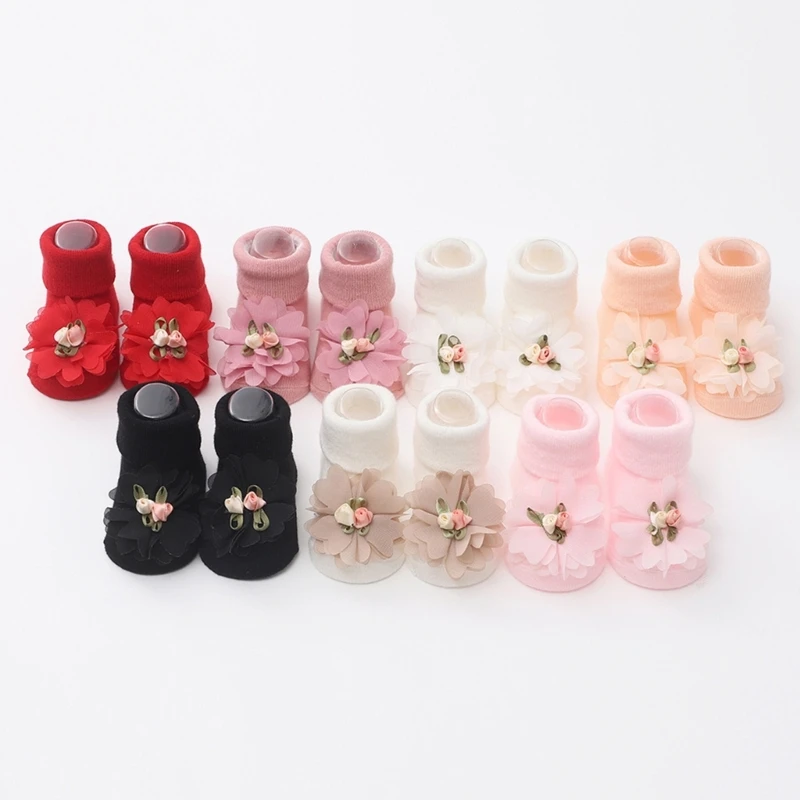 Trendy Baby Gift Set Newborn Headband & Socks Stylish Baby Lace Flower Socks Hair Headband Set Elegant Newborn Socks