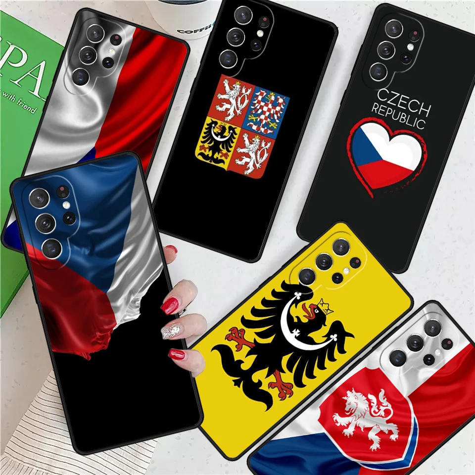 Czech Emblem Czech Republic Flag For Samsung Galaxy S24 Ultra S21 S22 S8 S9 S10E Note 10 20 Plus FE S23 Phone case Cover Coque