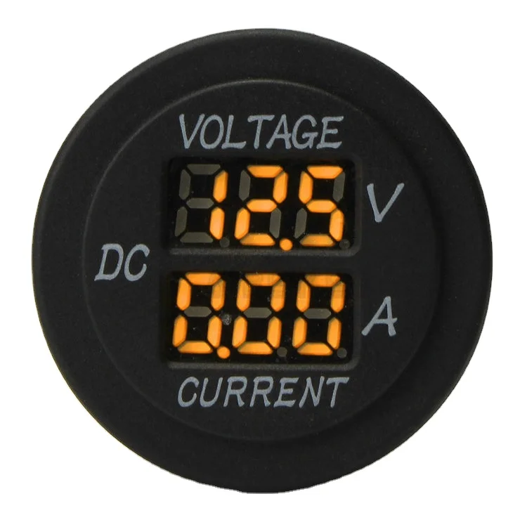 

12/24V Car Motorcycle Truck 3 Pin Light Emitting Diode Digital Voltmeter Ammeter Round Car Marine Voltmeter Voltage/Ampere So