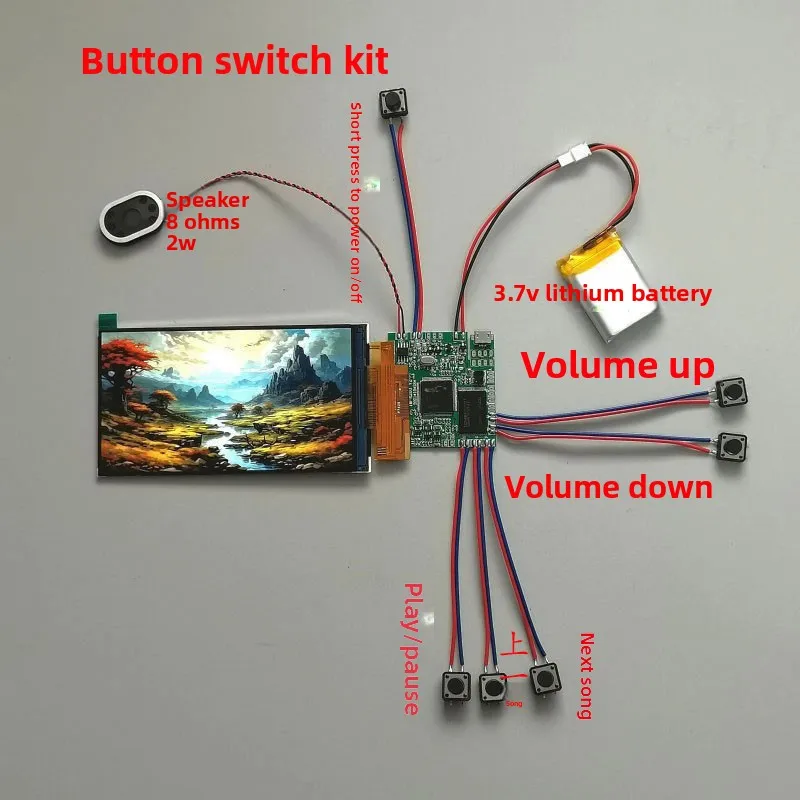 Video Player Kit 5 Inch IPS Screen HD Display Module Portable Mini for Advertising Player Video Greeting Card Gift Box DIY