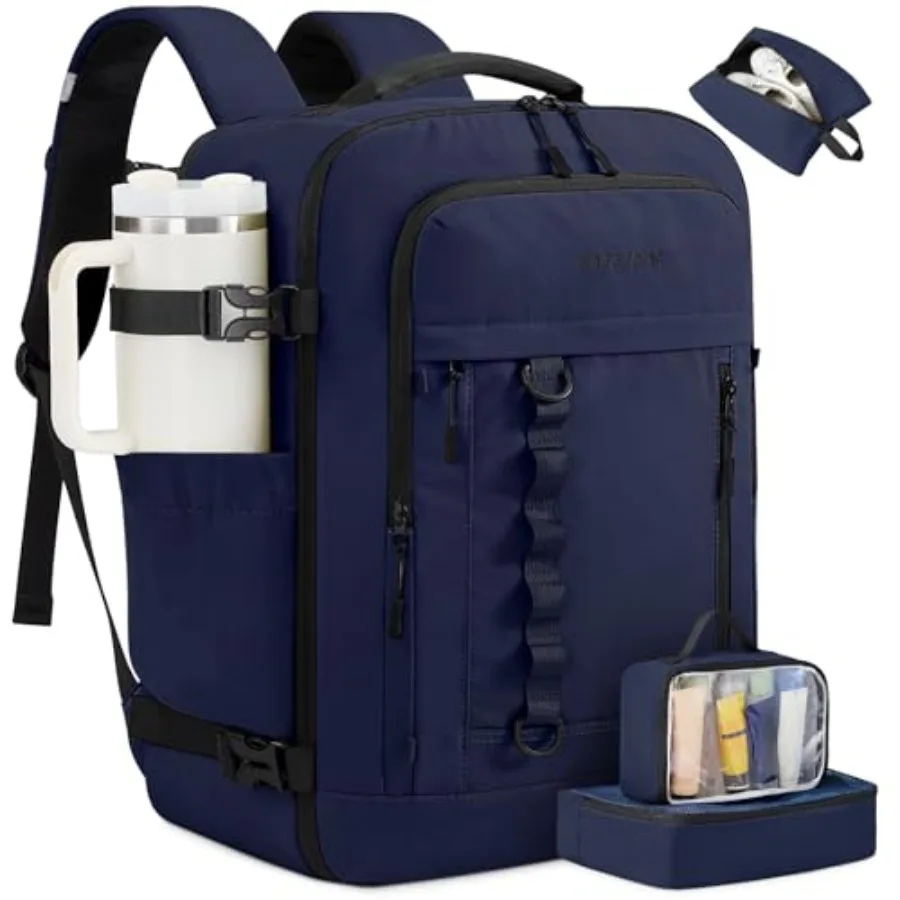 

40L Travel Backpack for Men Women, Waterproof Carry On Backpack for Work and Travel, Flight Approved Personal Item with 3 Packi