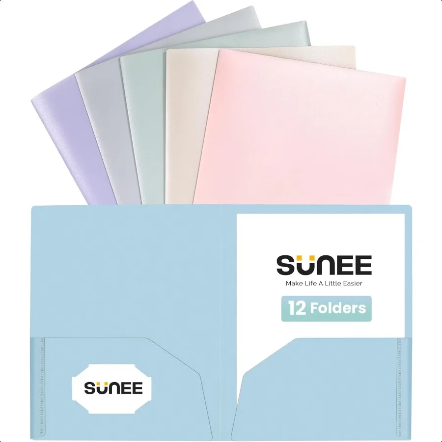 

2 Pocket Folders 12 Pack Pastel Colors HeavyDuty Plastic Folders with Pockets Fit 8.5x11 Letter Size Paper 2Pocket File Folders